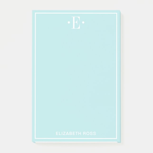 Monogrammed Aqua Post-it Notes (Front)
