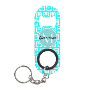 Monogrammed Aqua Turquoise Owls