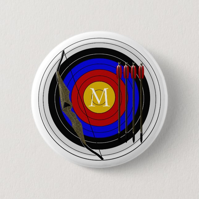 Monogrammed Archery Design 6 Cm Round Badge (Front)