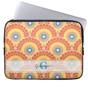 Monogrammed Art Deco Aegean Summer Radiant Mandala Laptop Sleeve