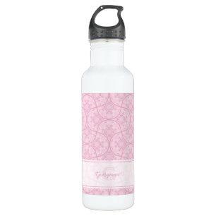 Monogrammed Art Deco Fans Preppy In Pink Mandala 710 Ml Water Bottle