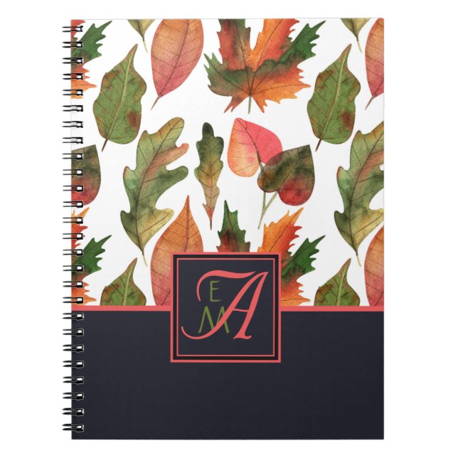 Monogrammed Autumn Fall Wedding Newlyweds Notebook (Front)