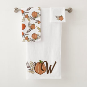 Monogrammed Autumn Pumpkin Patch Bath Towel Set