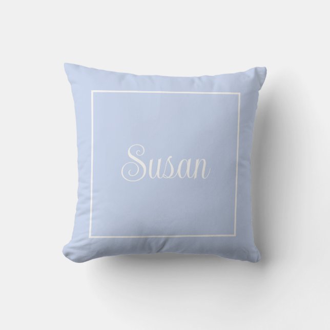 Monogrammed baby blue Throw Pillow (Front)