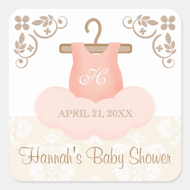 MONOGRAMMED BALLERINA TUTU PARTY FAVOR LABEL (Front)