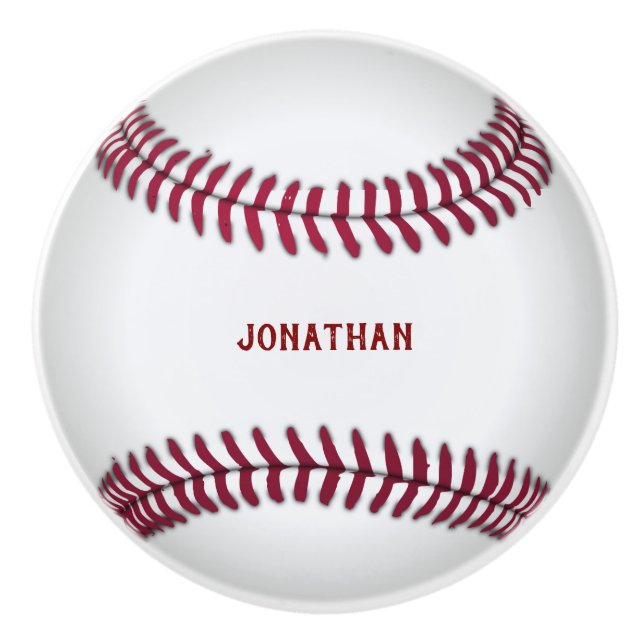Monogrammed Baseball Ceramic Knob (Front)