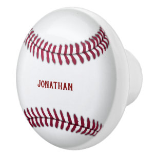 Monogrammed Baseball Ceramic Knob