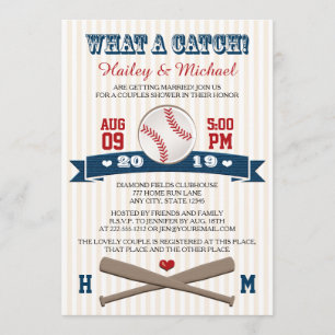 Monogrammed Baseball Couples Wedding Shower Invitation