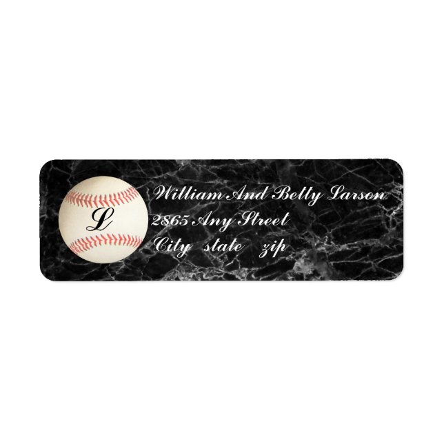 MONOGRAMMED BASEBALL,- RETURN ADDRESS LABELS (Front)