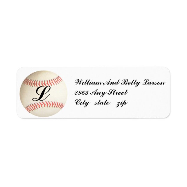 MONOGRAMMED BASEBALL,- RETURN ADDRESS LABELS (Front)