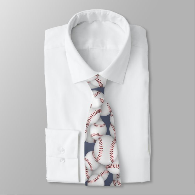 monogrammed baseballs softballs pattern  tie (Tied)