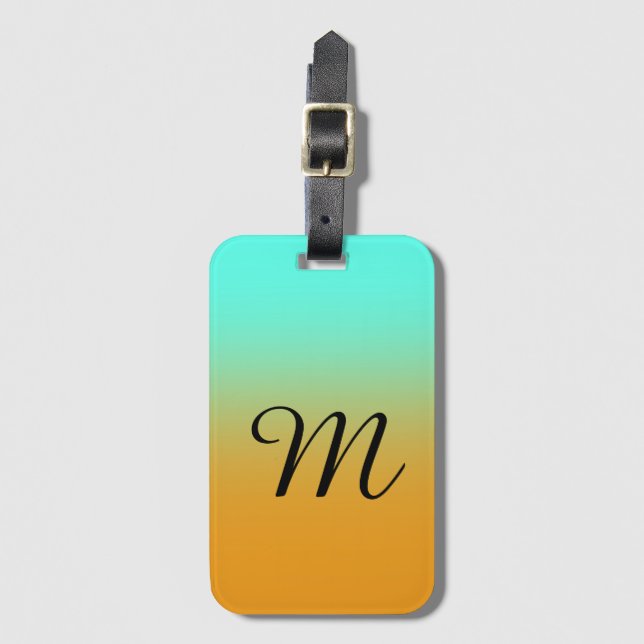 Monogrammed Beach Abstract Luggage Tag (Front Vertical)