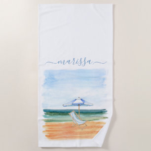 Monogrammed Beach Scene Beach Towel