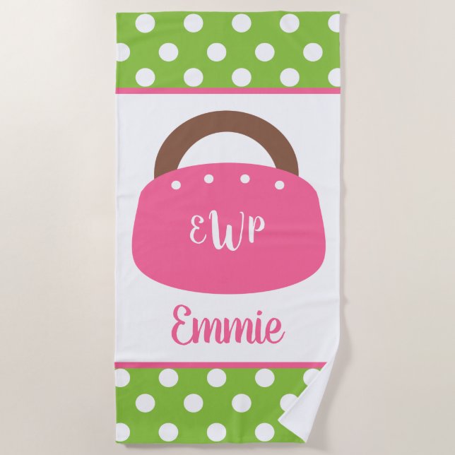 Monogrammed Bermuda Bag Personalised Beach Towel (Front)