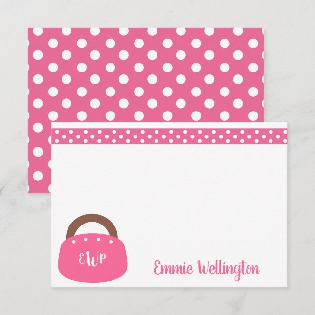 Monogrammed Bermuda Bag Personalised Note Cards (Front/Back)