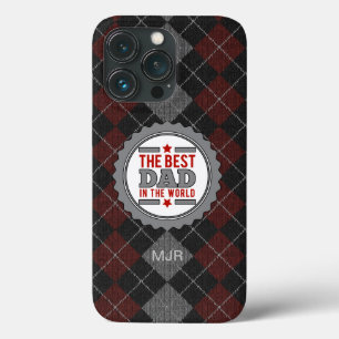 Monogrammed Best Dad Maroon and Grey iPhone 13 Pro Case