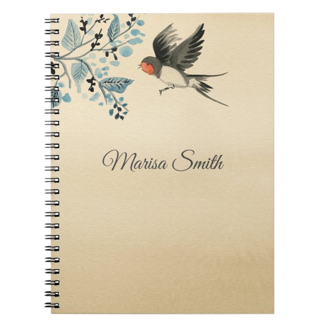 Monogrammed Bird And Tree Notebook (Front)