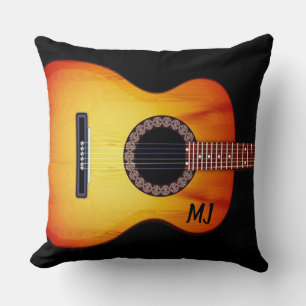 Monogrammed Black Acoustic Guitar Cushion