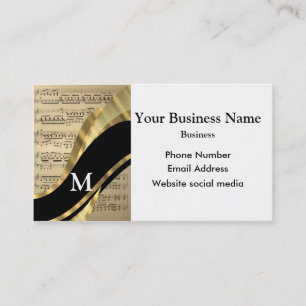 Monogrammed black and music musicians appointment card