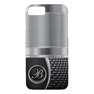 Monogrammed Black and Silver Metallic Mesh Case-Mate iPhone Case