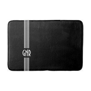 Monogrammed ~ Black and White Deco Bath Mat