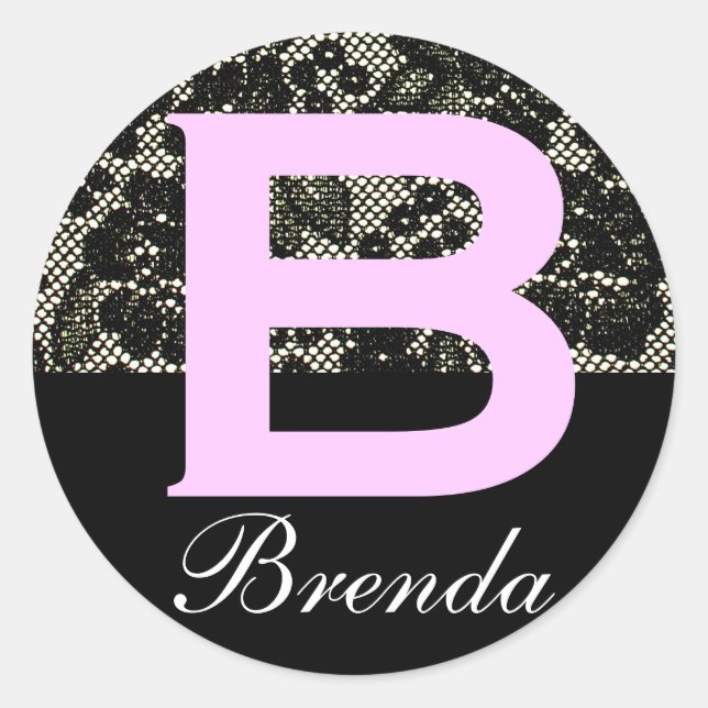 Monogrammed Black and White Letter B Sticker (Front)