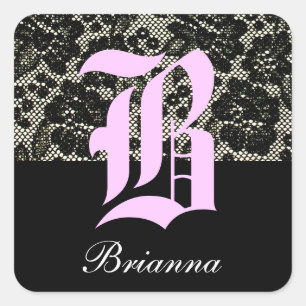 Monogrammed Black and White Letter B Sticker