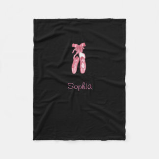 Monogrammed black blanket with ballet shoes
