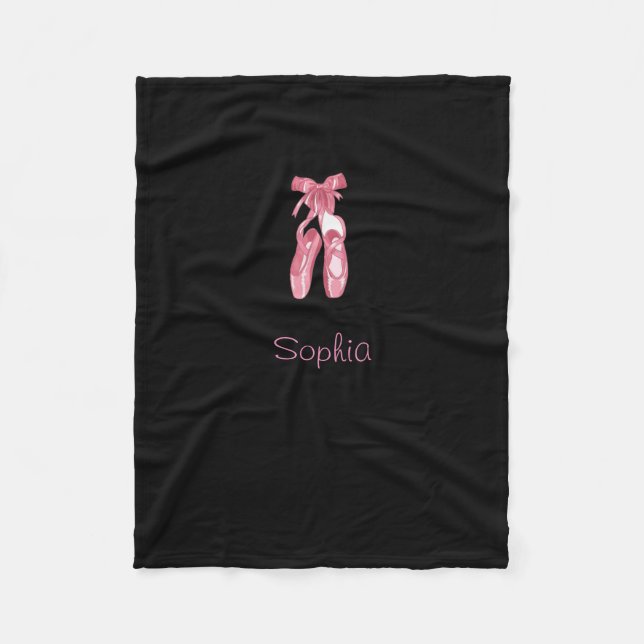 Monogrammed black blanket with ballet shoes (Front)