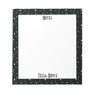 Monogrammed Black Blue Abstract Modern Pattern Notepad