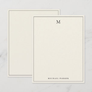 Monogrammed Black & Ecru Professional  Thank You Card