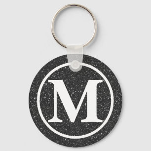 Monogrammed Black Glitz BB Key Ring