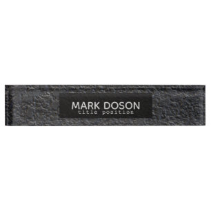 Monogrammed Black Granite Pattern Nameplate