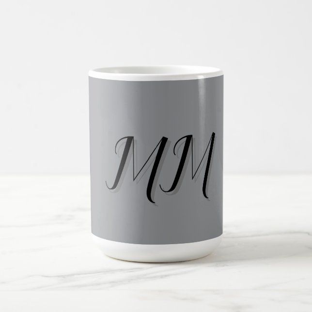 Monogrammed Black Grey Calligraphy  Coffee Mug (Center)