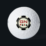 Monogrammed Black Off White Poker Chip Golf Balls<br><div class="desc">These golf balls are a great gift for the golfer you know who also loves to go to the casinos. With it's black and cream poker chip and the initials of the golfer in red,  it's sure to be a hole-in-one gift!</div>