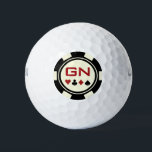 Monogrammed Black Off White Poker Chip Golf Balls<br><div class="desc">These golf balls are a great gift for the golfer you know who also loves to go to the casinos. With it's black and cream poker chip and the initials of the golfer in red,  it's sure to be a hole-in-one gift!</div>