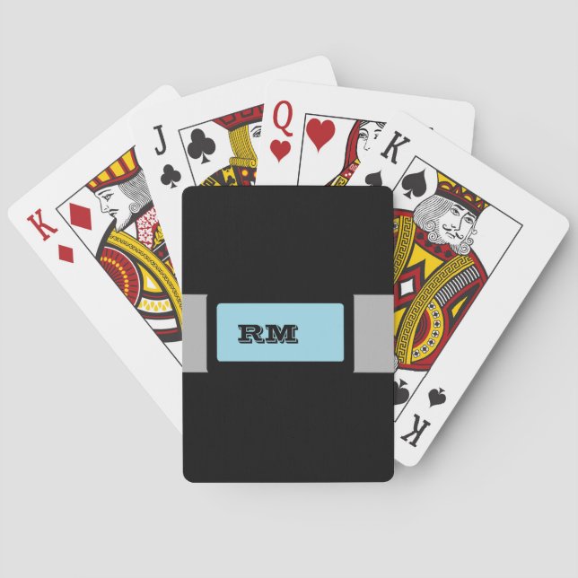 Monogrammed black playing cards (Back)