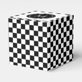 Monogrammed Black White Chessboard Pattern Favour Box