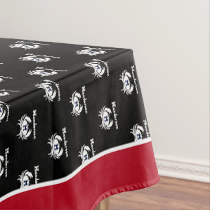 Monogrammed Black White Red Crab Nautical Coastal Tablecloth