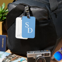 Monogrammed Blue and White Luggage Tag