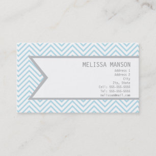 Monogrammed Blue Chevron Calling Card