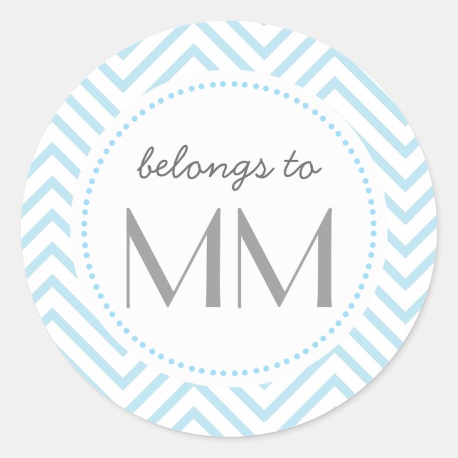 Monogrammed Blue Chevron - DIY Tags (Front)