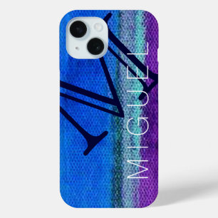monogrammed blue colour iPhone 15 case
