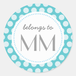 Monogrammed Blue Dots - DIY Tags