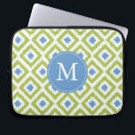 Monogrammed Blue Green Diamond Ikat Pattern Laptop Sleeve<br><div class="desc">Stylish and chic design features a colourful and trendy diamonds ikat pattern and can be personalised with your monogram,  initial,  name,  or any text of your choice for a perfect custom gift!</div>