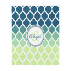 Monogrammed Blue Green Moroccan Lattice Pattern