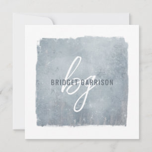 Monogrammed Blue Grey Brush Painted Card