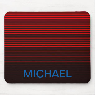 Monogrammed Blue Orange Red Black Stripes Mouse Pad