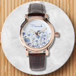 Monogrammed Blue Watercolor Wildflower Meadow Watch<br><div class="desc">Elevate your style with our Monogrammed Blue Watercolor Wildflower Meadow Watch ,  showcasing a modern and elegant design with blue cornflowers. Perfect for floral and wildflower enthusiasts.</div>