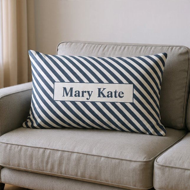 Monogrammed Blue/White Stripes Lumbar Cushion (Creator Uploaded)